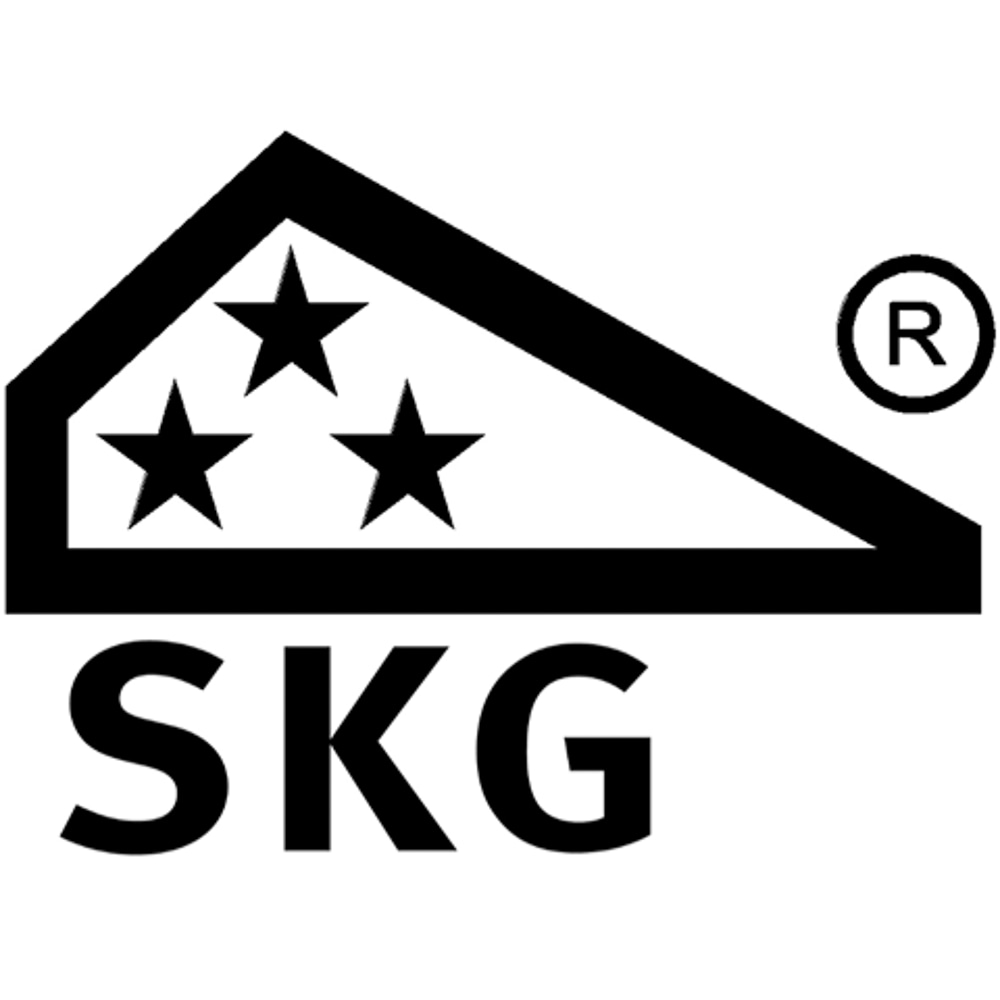 Logo met letters 'SKG' en drie sterren in driehoek.