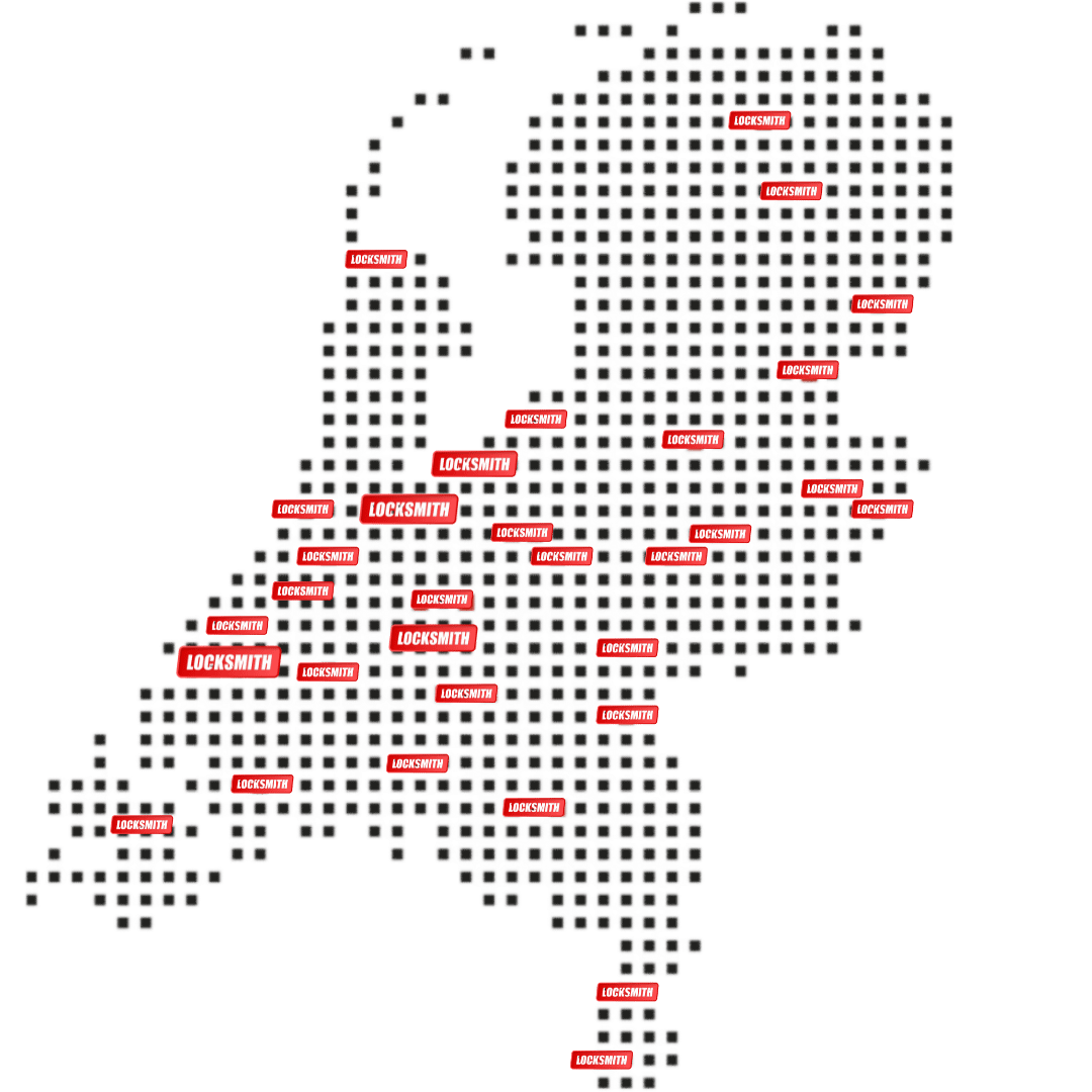 kaart met alle Locksmith vestigingen in Nederland