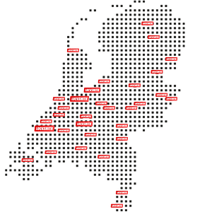 kaart met alle Locksmith vestigingen in Nederland