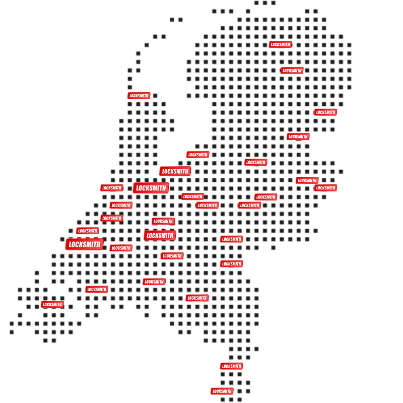 kaart met alle Locksmith vestigingen in Nederland