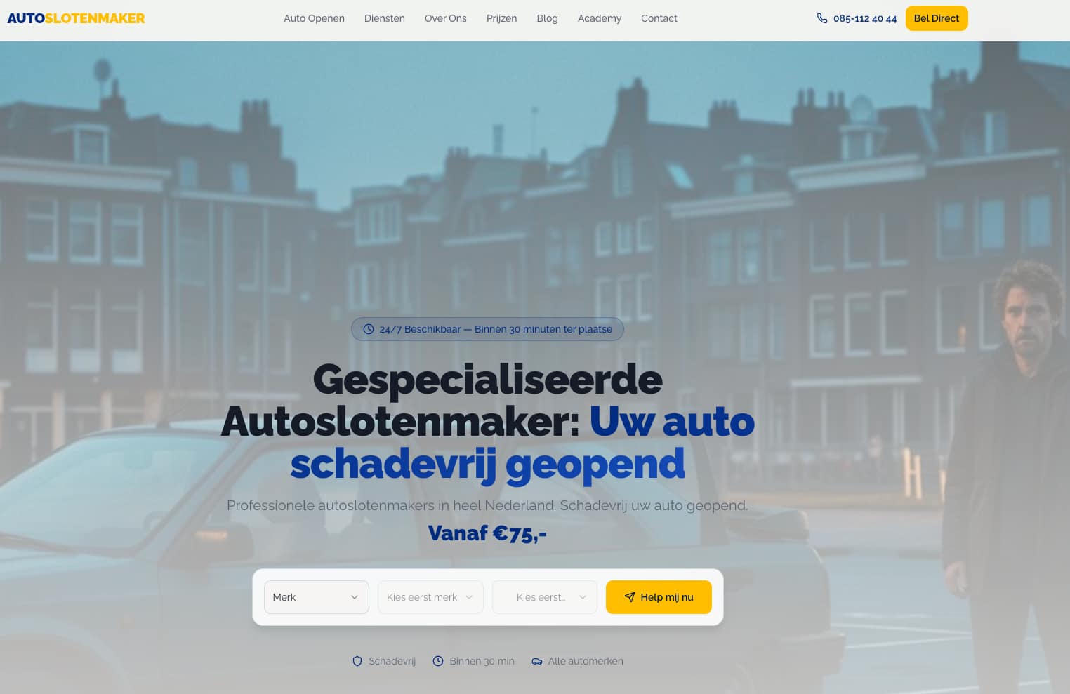 Autoslotenmaker opent auto in Nederlandse stad